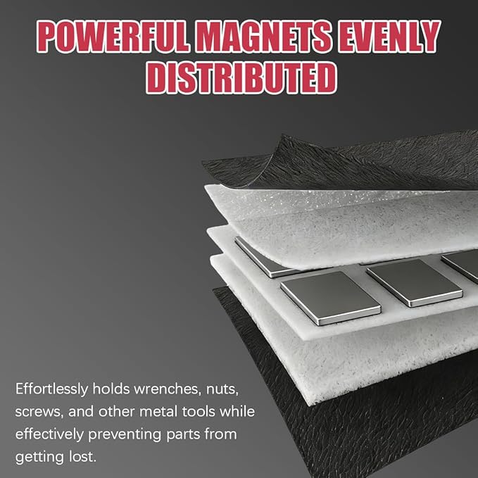 Flexible Magnetic Tool Mat, Double Sided Magnetic Mat, Flexible Magnetic Tool Tray Mat for Garage Workshop, Auto Repair Tools