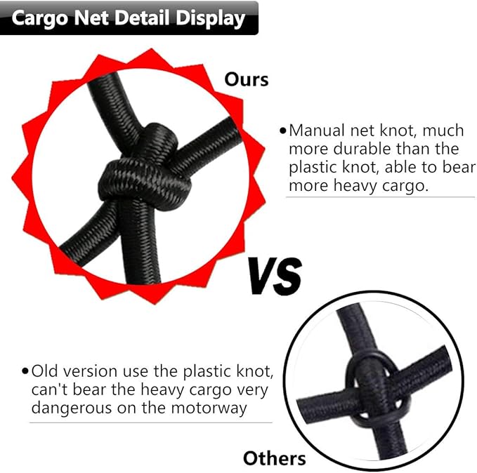 Cargo Nets 47" x 36",6mm Premium Bungee Cord Net,3" x 3" Grid Mesh Cargo Net,Auto Roof Tie-Down Net with 14 Hooks