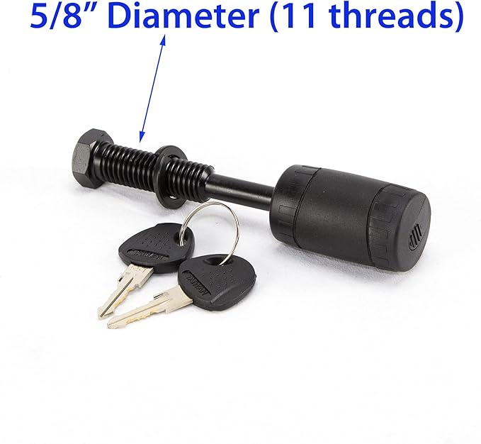 Heininger Black 5/8" Diameter Pin 6001 Advantage Threaded Receiver Trailer Hitch Lock Designed Products
