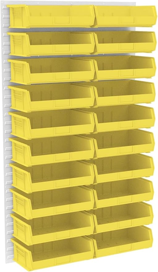 Akro-Mils 30255 AkroBins Plastic Storage Bins, Space-Saving Stackable Bins for Garage, Pantry, Craft Organization, 11" x 16" x 5", Yellow, 6-Pack