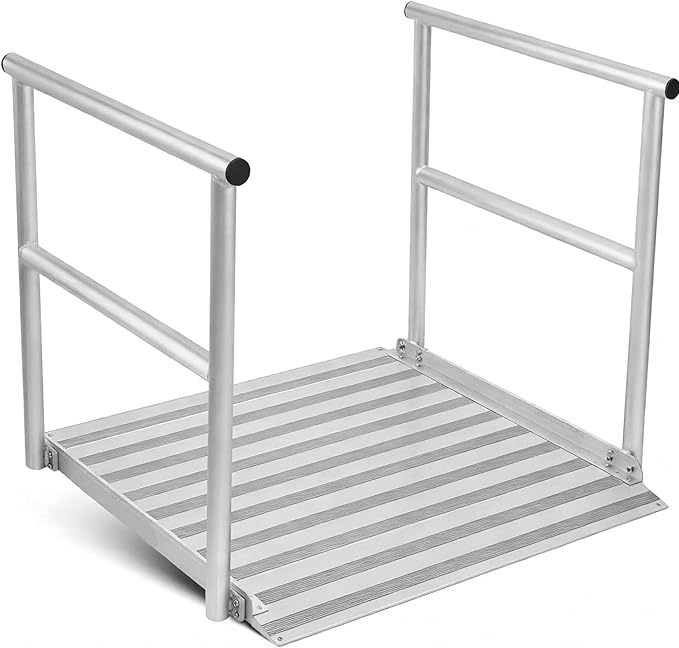 Portable Wheelchair Ramp with Handrails for Home Steps Stairs Curbs, 800 Lbs Capacity Aluminum Handicap Ramps for Wheelchairs, Carts, Scooter, Anti-Slip Surface - 3'L X 36"