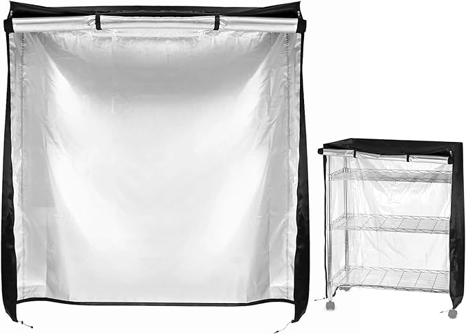 QWORK Wire Rack Cover - 60"x24"x72", Oxford Cloth, Keeps Rack Clean, for Home, Office, Storage & Garage, Black
