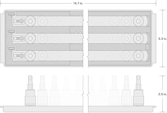 TEKTON 3/8 Inch Drive Hex and Torx Bit Socket Set with Rails and Tray, 31-Piece (1/8-3/8 in., 3-10 mm, T10 - T60) | SHB91203
