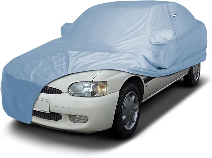 iCarCover Premium Car Cover for 1991-1996 Ford Escort 2-Door, 4-Door Heavy Duty Waterproof All-Weather Automobiles Custom Fit Indoor Outdoor UV Snow Protection Covers with Straps and Bag