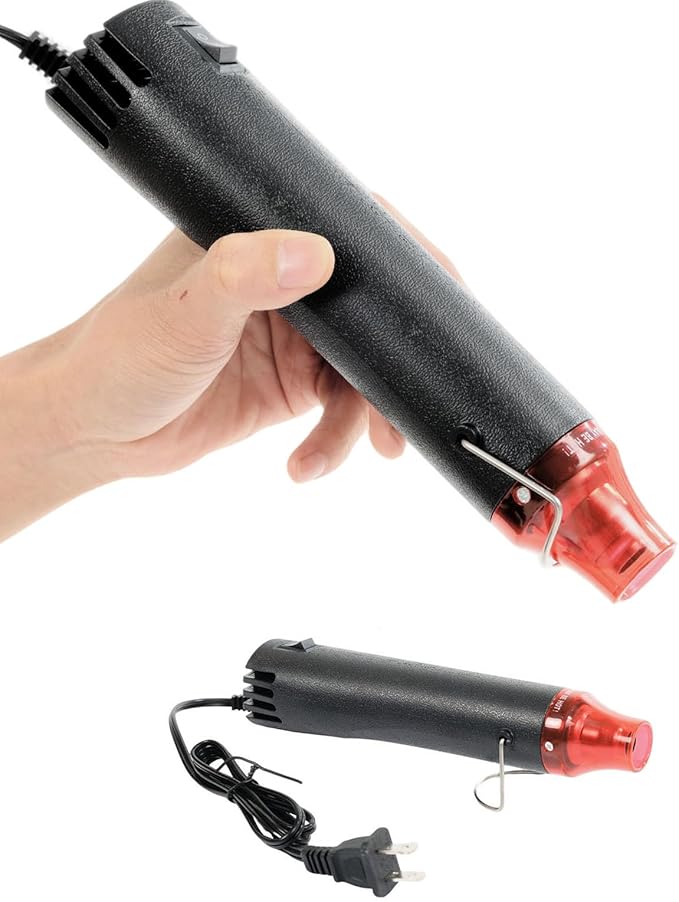 Heat Gun for Crafting, 110V 300W Handed Hot Air Gun, 3.28FT Ultra-Long Cable Portable Heat Gun with Stand and Power Cord for Shrinking Wrapping PVC, DIY Embossing and Drying Paint (Black)