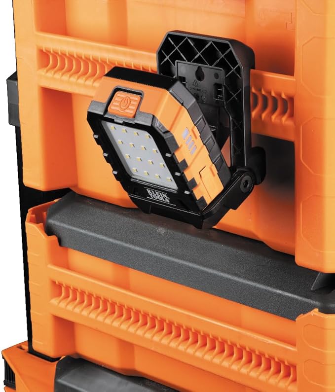 Klein Tools 56416 Rechargeable LED Work Light, 1000-Lumens, Magnetic Work Light with 3 Modes, 360-Degree Rotation and Kickstand, Compatible with MODbox Rail System