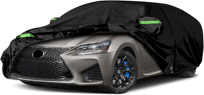 Waterproof Car Covers Replace for 1994–2020 Lexus GS200t GS300 GS350 GS450h, 6 Layers All Weather Custom-fit Car Covers with Zipper Door & Windproof Bands for Snow Rain Dust Hail Protection (GS)