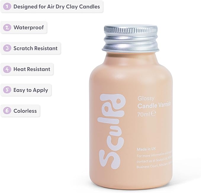 Sculpd 70 ml Gloss Candle Glaze, Scratch Resistant and Fireproof Gloss Candle Varnish