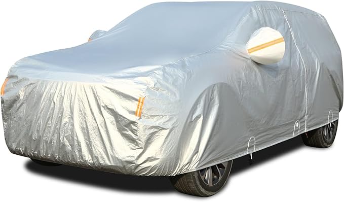 Tecoom Waterproof All Weather Car Cover, 3-Layer Fleece Lined Full Exterior Outdoor Covers with Zipper Door & Lock, Wind Snow Hail UV Sun Protection, Fit for Sedan (201"–210")