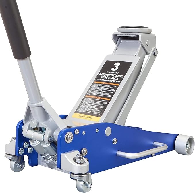 Big RED AT830011LUR Torin Low Profile, Aluminum and Steel Floor Jack with Dual Piston Quick Lift Pump,3 Ton (6,000 lb), Blue/Silver