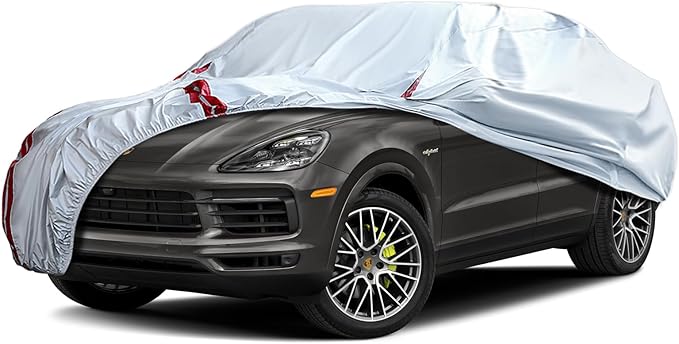Waterproof Car Covers Replace for 2009-2025 Porsche Cayenne, 6 Layers All Weather Custom-fit Car Cover with Zipper Door & 18 Ponit Windproof Bands for Snow Rain Dust Hail Protection