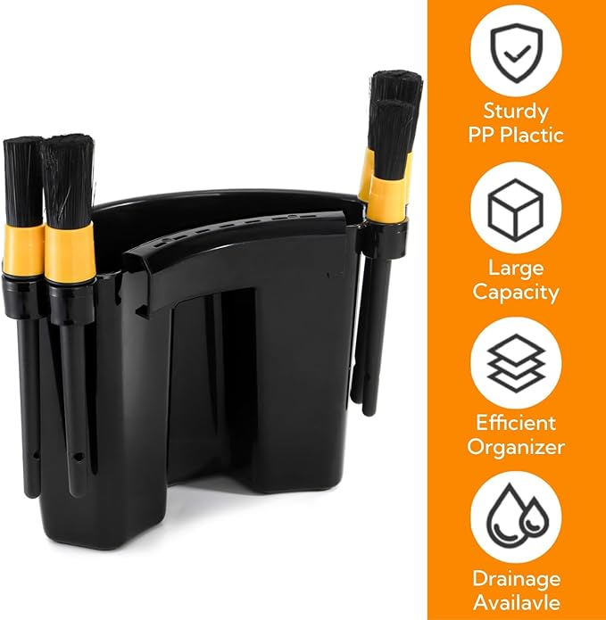 4 Pieces Detailing Bucket Organizer, Portable Bucket Tool Caddy with Drainage Holes, Multipurpose Auto Wash Tool Hanger Cleaning Accessory for Home, Garden, Ice Fishing, Universal Fit