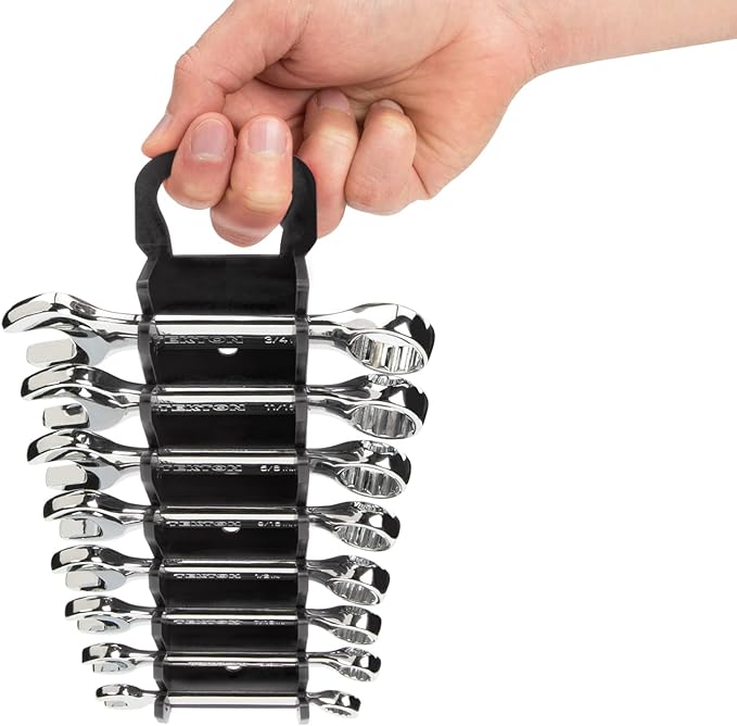 TEKTON Stubby Combination Wrench Set with Holder, 8-Piece (5/16 - 3/4 in.) | WRN01066