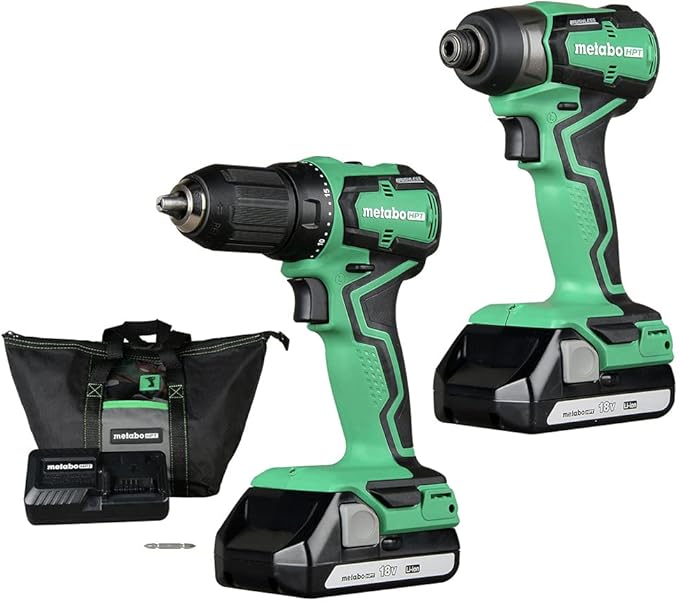 Metabo HPT Cordless 18V Drill and Impact Driver Combo Kit | Sub-Compact | Brushless Motor | Lithium-Ion Batteries | Lifetime Tool Warranty | KC18DDX