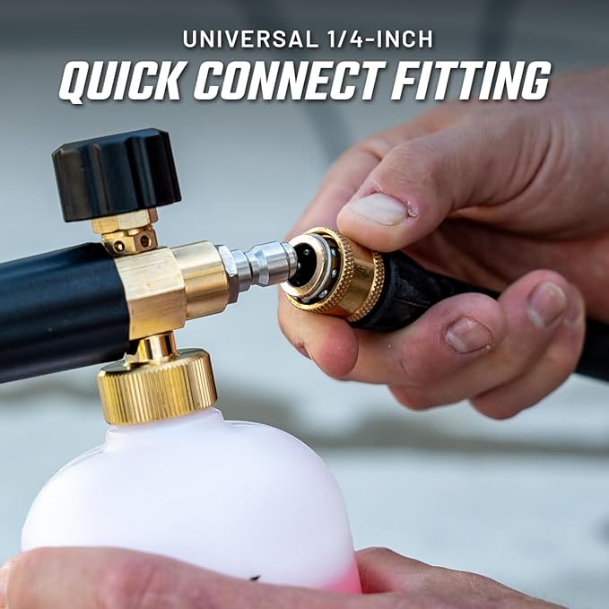 Slick Products Pressure Washer Foam Cannon – High Foaming Car Wash Soap Blaster with 1/4" Quick Connect | Thick Suds & Snow Foam Gun for Car, Truck, Motorcycle, ATV, UTV, Dirt Bike & More