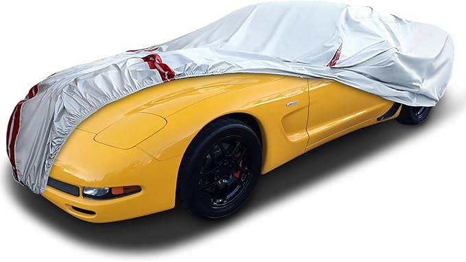 Waterproof Car Covers Replace for 1997–2004 Corvette C5, 6 Layers All Weather Custom-fit Car Cover with Zipper Door & 18 Ponit Windproof Bands for Snow Rain Dust Hail Protection