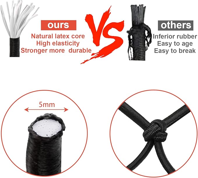 Cargo Net Motorcycle Fuel Tank Net Natural Latex Core, 15"x 15" Extends to 30"x 30" with 2"x 2" Mesh for Motorcycle Helmets, Bikes, ATVs, UTVs, Luggage (Black, 2 Pack)