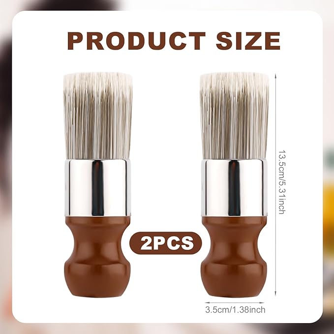 2pcs Salve Brush for Furniture, Leather Salve & Brush Set Soft Nylon Bristles Wood Handle for Leather Furniture Car Seats Jackets Shoes