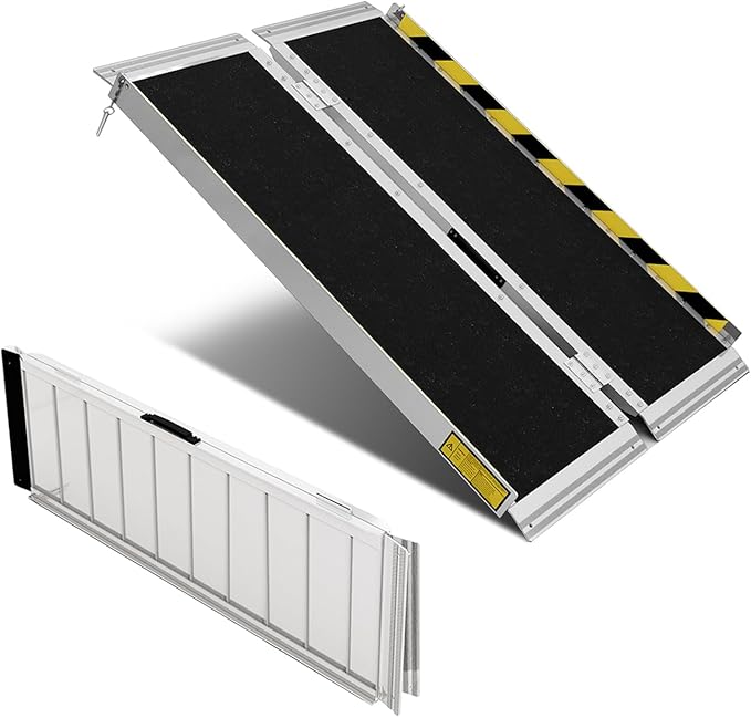 Portable Wheelchair ramp 4FT,Non-Slip Aluminum Threshold ramps for Home Steps,Folding Handicap Ramp,ramps for Home,doorways,Stairs,Weight Capacity up to 800LBS 4FT (Usable Height 4-12 inch)