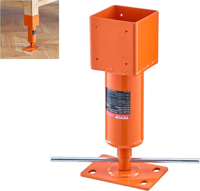 VEVOR Screw Jack Post, 13.2"-18.7" Height Range, 4" x 4" Adjustable Shore Jack, 24700 lbs Max Load Capacity, Temporary House Jack Pole for Leveling, Lifting Floor Crawlspace Basement Shore Beam
