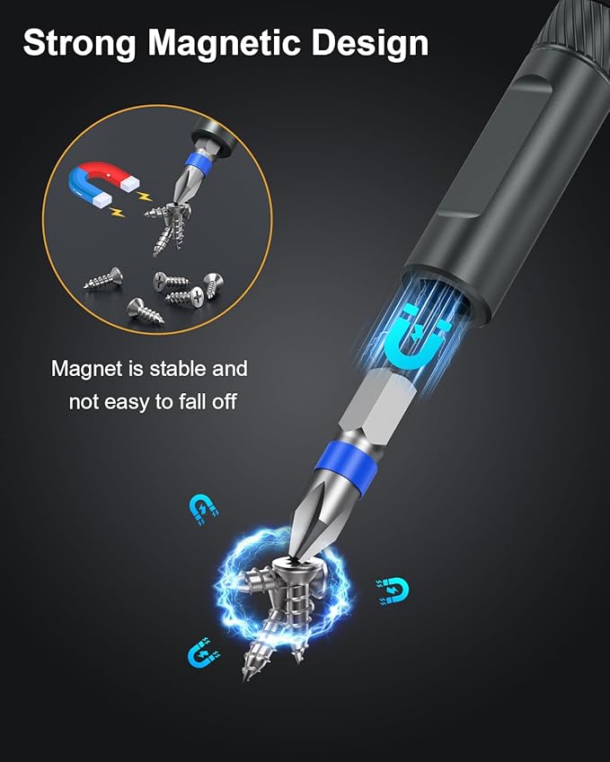 Magnetic Screwdriver Set, Portable Mini Flexible Combination Ratchet Screwdriver Set with T Handle, S2 Steel Bits, Repair Tool Kit for Furniture Assembly, Bicycles, Computer, DIY