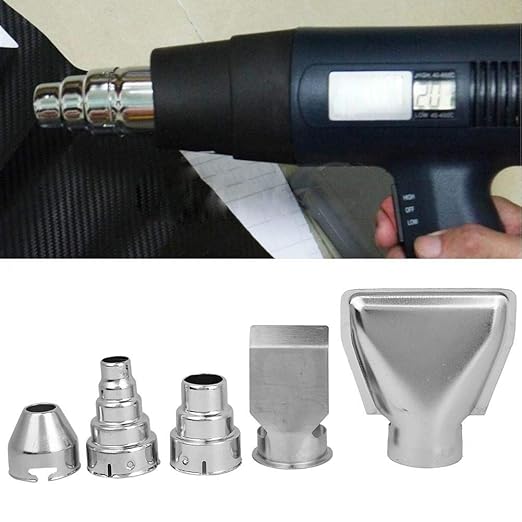 Hot Air Gun Nozzle, 5 Piece Stainless Steel Hot Air Gun Nozzles Heat Blower Accessories Soldering Brazing Equipment