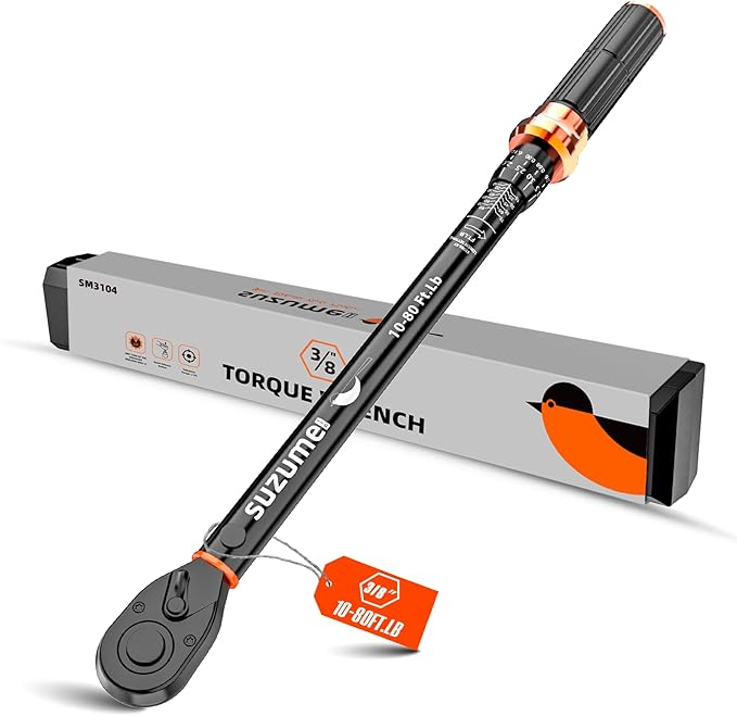 SUZUME Torque Wrench (10-80 Ft. Lb/ 13.6-108.4 N.m) ±3% High Accuracy Torque Wrench 3/8 Drive 72 Tooth Dual-Direction Adjustable Dual-Scales 3/8 Torque Wrenches for Car Moto