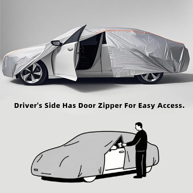Custom Fit Mercedes Benz C-Class Car Cover for C300 AMG 2008-2025 Outdoor Waterproof Car Cover All Weather with Door Zipper Cotton Lining Scratch Resistant Rain Sun UV Dust Snow Protection