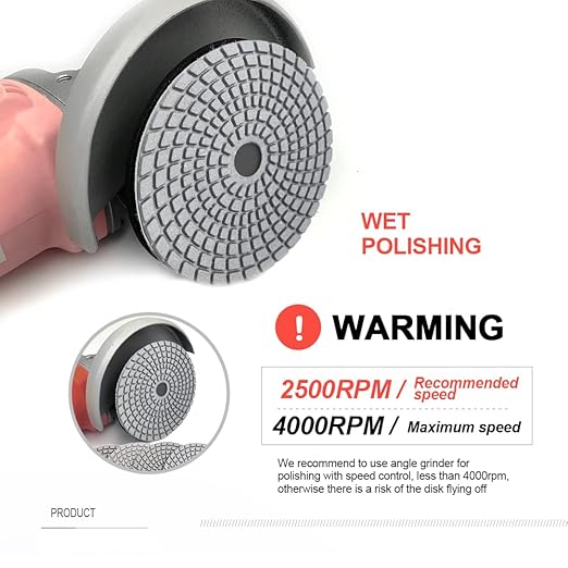 SHDIATOOL 8Pcs 4 Inch Diamond Wet Polishing Pads with White Bond White Buff for Marble Granite Stone