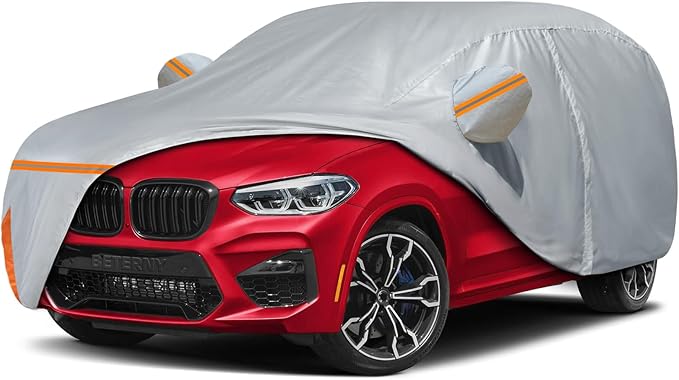 Car Cover for 2011-2025 BMW X3/X3 M, Waterproof Custom-fit All Weather Sun Rain UV Dust Snow Protection Outdoor Full X3 Car Cover with Door Zipper and Cotton Lining-Gray