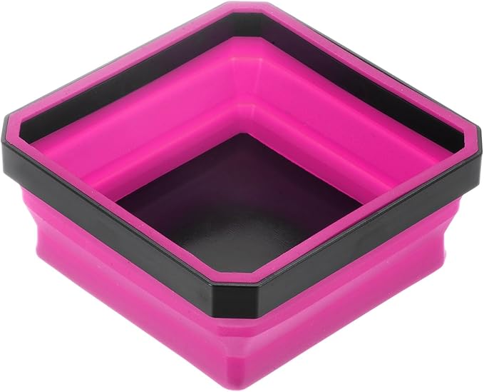 HARFINGTON Collapsible Magnetic Parts Tray Foldable Tool Trays Square Small Metal Parts Organiser for Fixing Screw Bolts Nuts Washers Pins, Rose Red