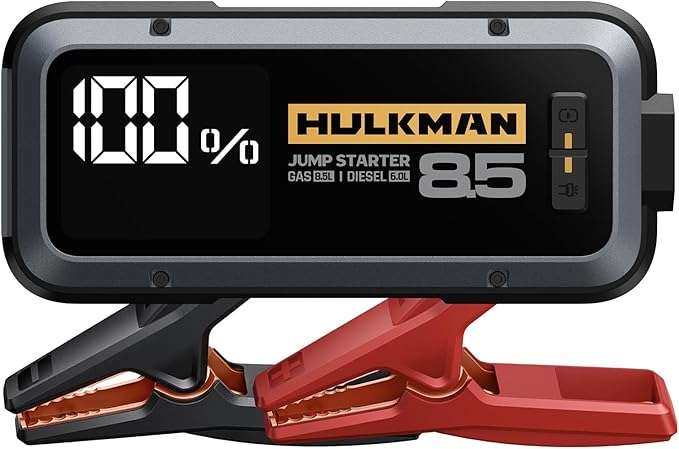 Hulkman Alpha85,Space Gray,2000A 74Wh Smart Jump Starter,12V Portable Car Battery Booster with 3.3" Display,USB-C Power Pack,5-Mode Flashlight,Jumper Cables for up to 8.5L Gas/6.0L Diesel
