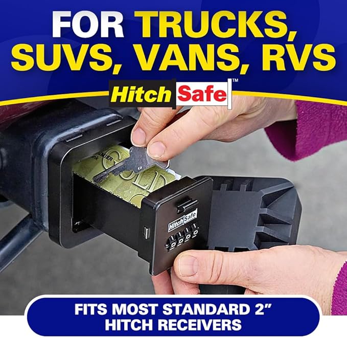 HitchSafe HS7000 Key Vault | Hidden Trailer Hitch Safe for Secure Key Storage | CarShare Turo | Weather Resistant and Durable with 4-Digit Combination Lock for Cars, Trucks, and SUVs