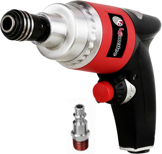 LE LEMATEC Professional Air Impact Driver - 13000 RPM Pneumatic Wrench with Twin Hammer, 40 ft-lb Torque, 1/4" NPT Compact Gun for Automotive, Furniture & Woodworking (LE-ID413)