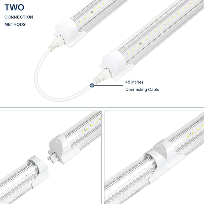 2Pack LED Shop Light 4FT,V Shape Integrated T8 LED Tube Light,6300LM,42W,5000K Super Bright White,High Output Linkable Shop Lights