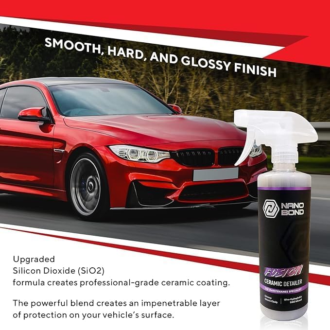 Nano Bond Hydrophobic Spray Ceramic Detailer - SiO2 Coating for Cars, RVs, Boats, Motorcycles, & ATVs, Headlight Restoration Kit Included, Professional Grade Sealant, Made In USA, 16 Fl Oz