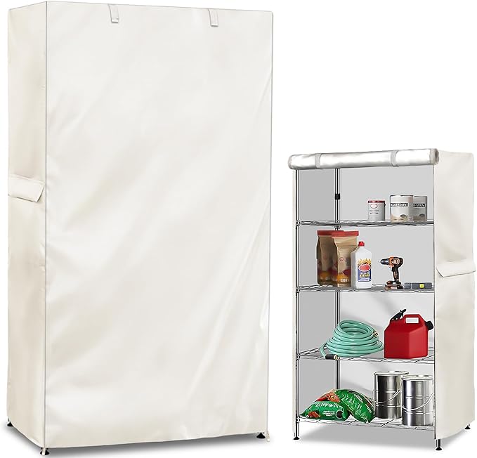 Wire Shelf Cover,600D Heavy Duty 100% Waterproof Shelf Covers for Wire Shelving,Outdoor Storage Shelves Cover for Metal Rack,36.2" W x 20.5" D x 60" H,Beige