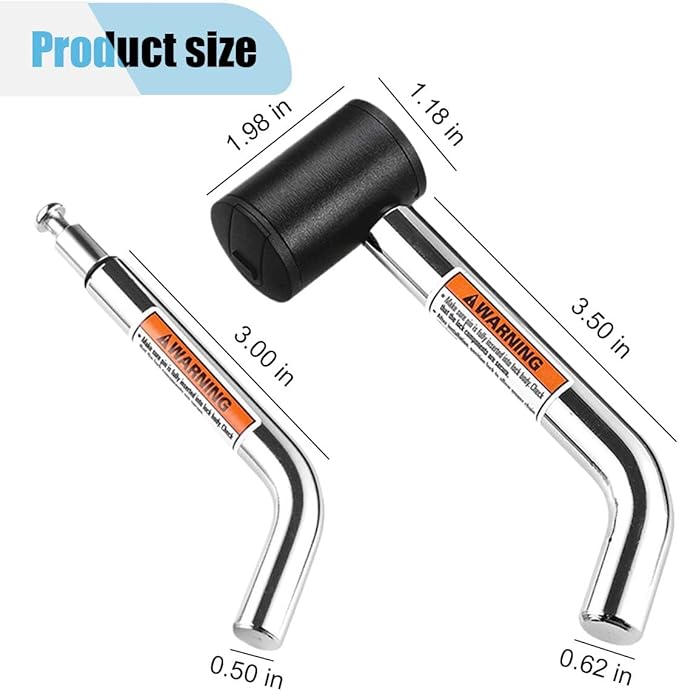 Trailer Hitch Receiver Pin Lock, Anti-Theft Dual Bent Locking Pin for 1-1/4" 2" and 2-1/2" Receivers, 1/2" and 5/8" Diameter Pin Receiver, Class I, II, III, IV and V Hitch Pin Receiver