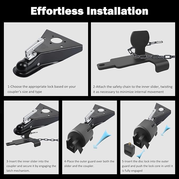 Upgraded Trailer Lock Fits 2-5/16 Inch Coupler, Anti-Theft Heavy Duty Trailer Hitch Lock with Keys for RV, Truck, Trailer, Boat