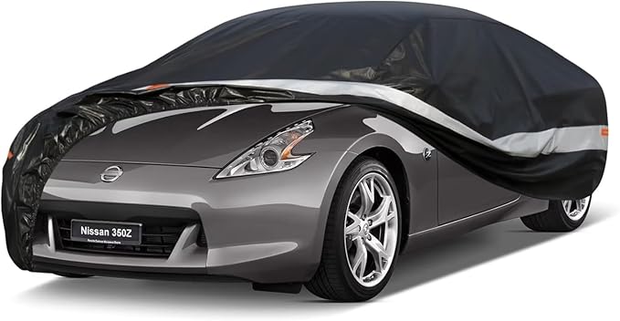 10 Layers Car Cover Custom Fit for Nissan 350Z 370Z Z (2002-2025), Waterproof All Weather for Automobiles, Outdoor Full Cover Sun Dust Rain Protection with Cotton. Black