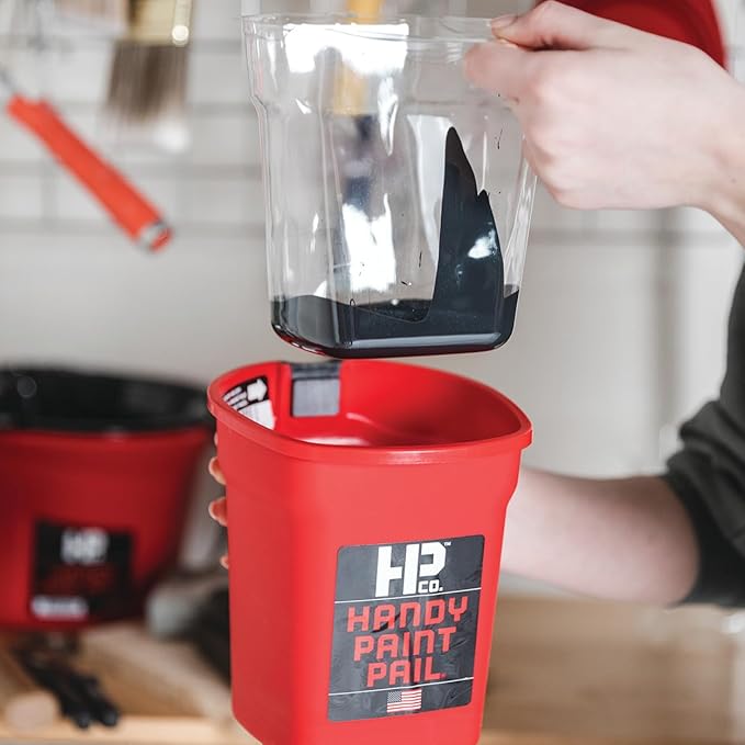 HP CO. HANDY PRODUCTS Handy Paint Pail Kit- Includes Handy Paint Pail, 6 Disposable Liners, Snap-On Lid & 2" Angled Mini-Brush-Perfect for Trim, Cut-ins, and Small Painting Projects