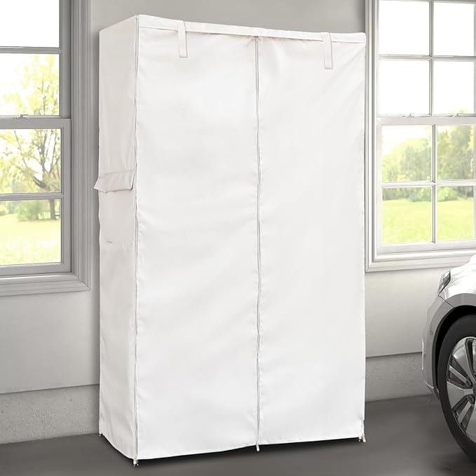 Wire Rack Covers,Heavy Duty 600D Dustproof Waterproof Storage Rack Covers for Metal Shelves,Storage Shelf Cover with Zipper for Wire Shlef,36''W x 19''D x 72''H,Beige with Clear Front