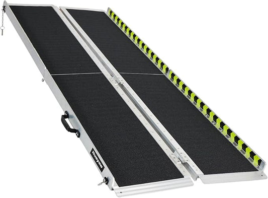 Wheelchair Ramp 7FT, Anti-Slip Aluminum Folding Handicap Portable Ramp, Wheelchair Ramps for Home Steps, Stairs, Doorways, Scooter Ramp