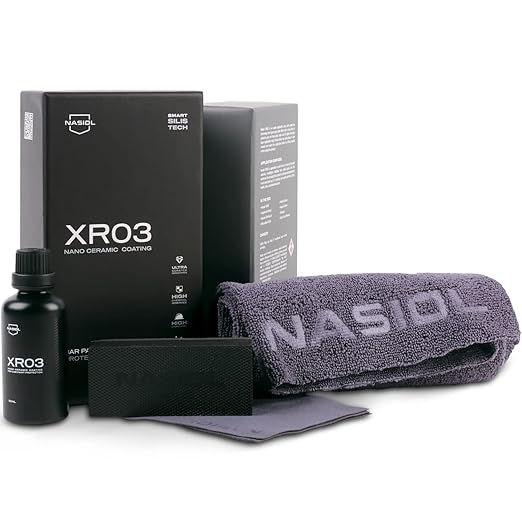 Nasiol XR03 Nano Ceramic Coating Kit – Advanced Paint Protection for Cars, Highly Hydrophobic, High Gloss Finish, One Layer Hybrid Durable Coating, Easy Application – 1.69 fl oz
