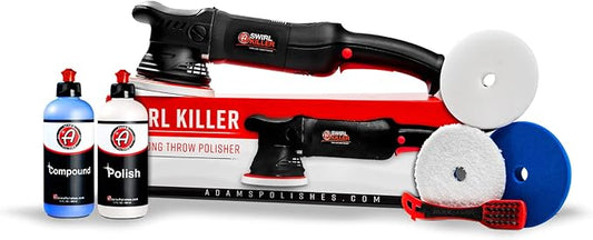 Adam's Polishes Swirl Killer 15mm Polisher Kit 7 Item Buffer Polisher Dual Action Machine | Use W/Car Polish, Polishing Compound, or Car Scratch Remover | Detailing Car Wash Clay Bar Ceramic Coating