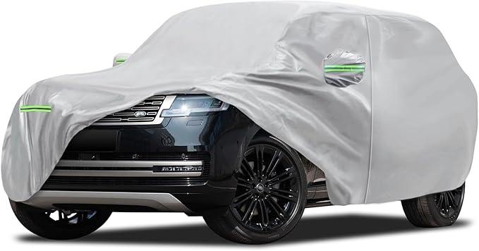 Car Cover Fit for Land Rover Range Rover 2001-2026, Migaven Waterproof Full Exterior Cover Sun Rain Protection with Door Zipper and Cotton Lining, Silver