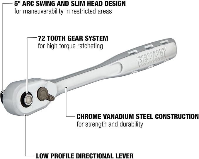 DEWALT Ratchet, Quick Release, SAE, 1/2-Inch Drive (DWMT81098)
