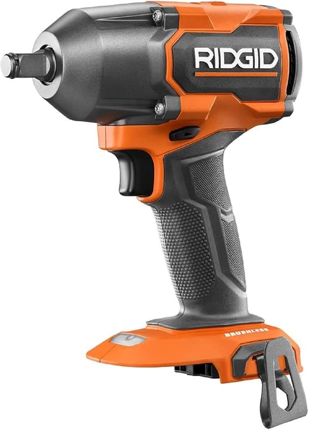 RIDGID 18V Brushless Cordless 4-Mode 1/2 in. Mid-Torque Impact Wrench with Friction Ring (Tool Only), Orange (R86012B) (Renewed)