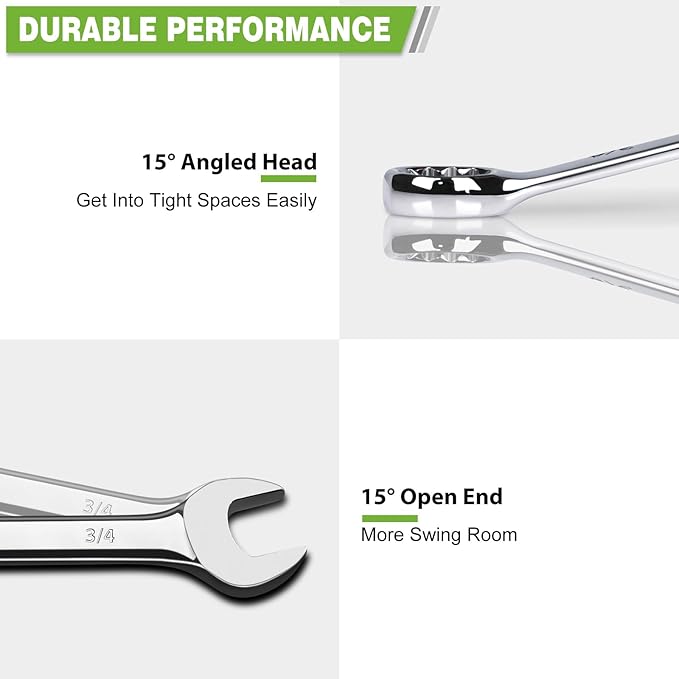 20mm Wrench, Industrial Grade Spanner, Combination Wrenches Metric with 12-Point Box End, 15-Degree Offset, 20mm Wrenches Chrome Vanadium Steel Mirror Polished