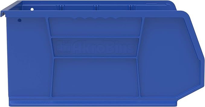 Akro-Mils 30250 AkroBins Plastic Storage Bins, Space-Saving Stackable Bins for Garage, Pantry, Craft Organization, 15" x 16" x 7", Blue, 6-Pack